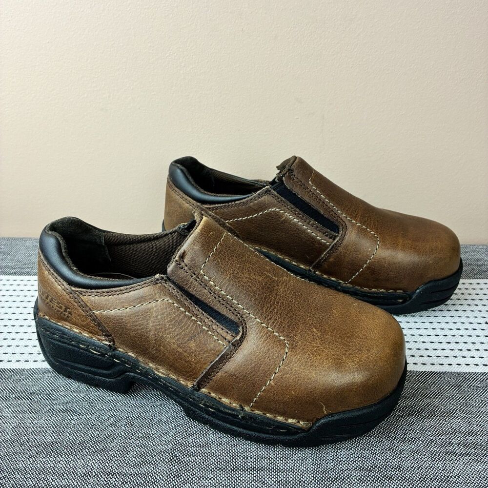 Hytest Opanka Slip On Steel Toe Women’s Brown Work Shoes K17140 Size 6 Wide